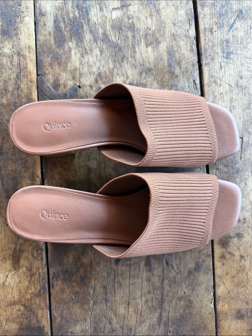 Quince Knit Slide Mules in Terracotta Brown